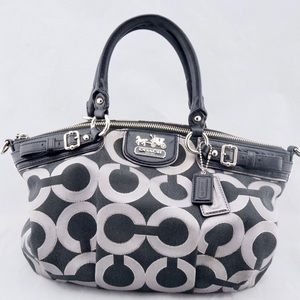 SOLD! COACH Madison Op Art black Lurex Sophia Satchel